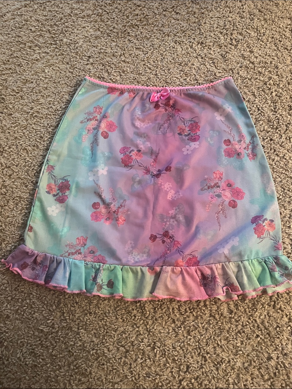 Sugar Thrillz Pastel Floral Ruffle Hem Women's Skirt - Pink Multi